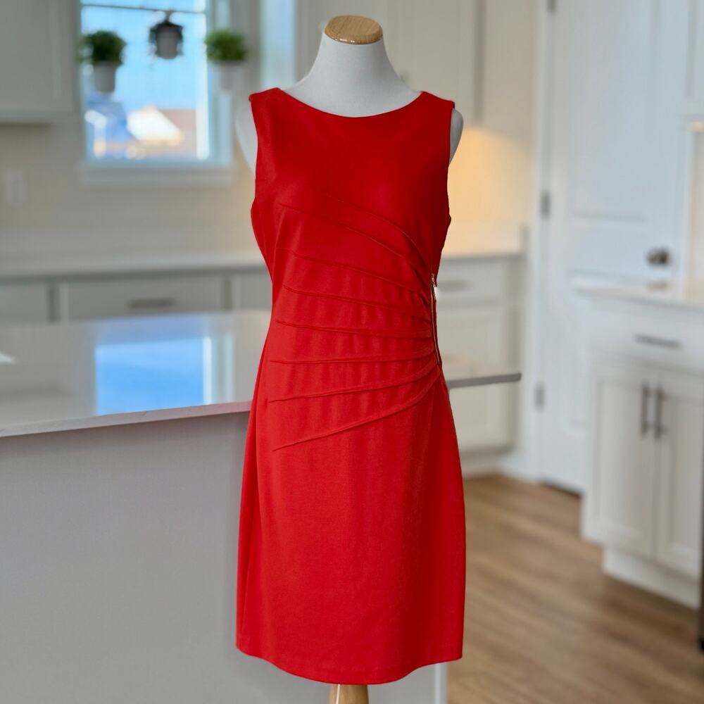 Ivanka Trump | Orange Starburst Sleeveless Sheath Dress